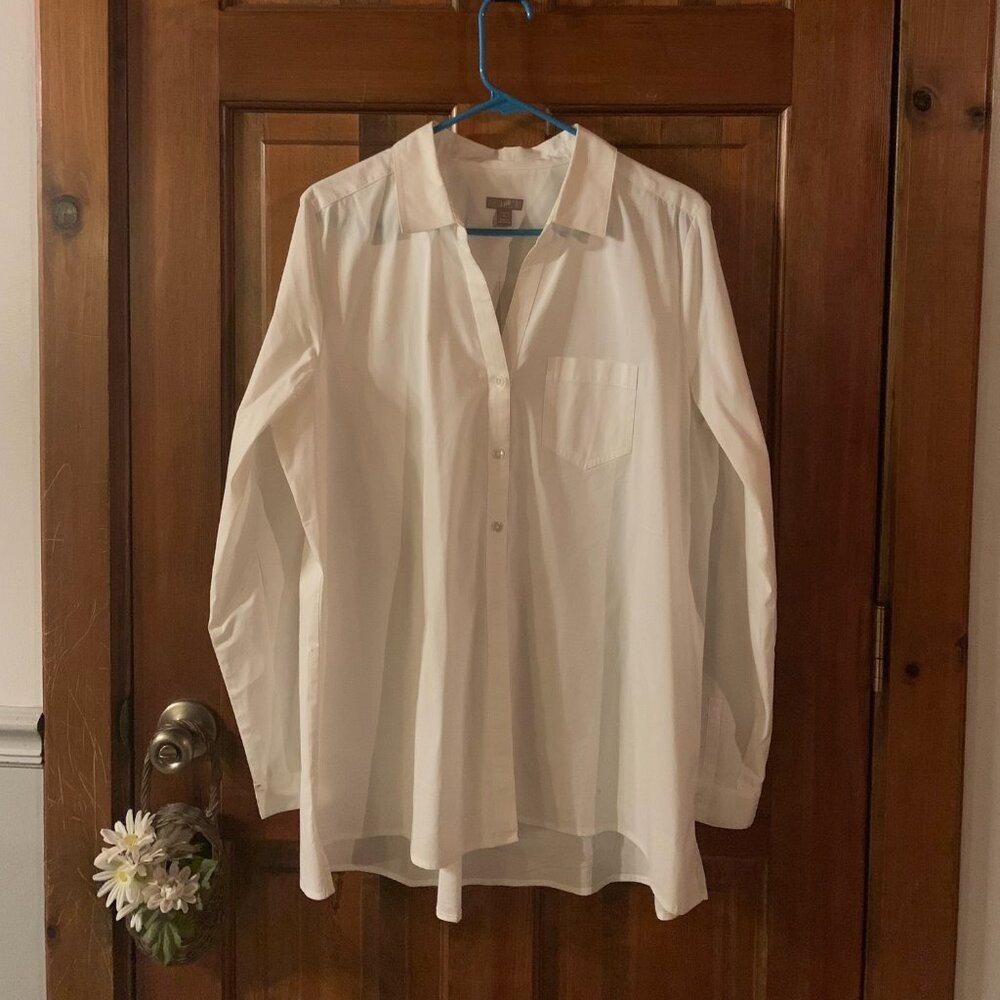 J.Jill L large tall long white tunic blouse